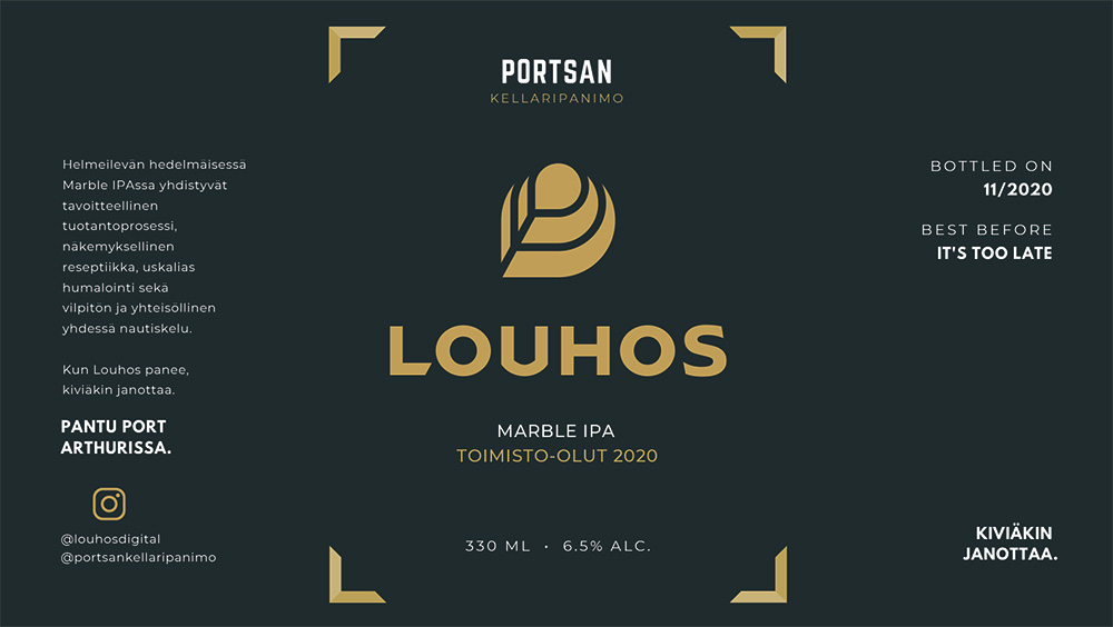 Louhos Marble IPA - olutpullon etiketti